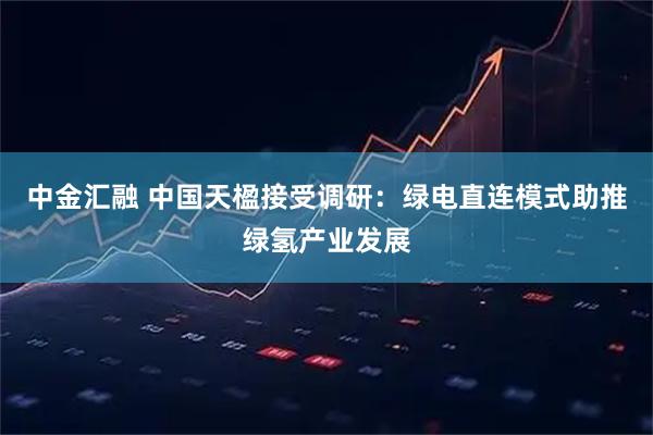 中金汇融 中国天楹接受调研：绿电直连模式助推绿氢产业发展
